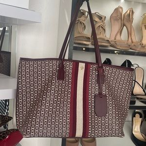 Tory Burch Gemini Link Canvas Bag - Burgundy